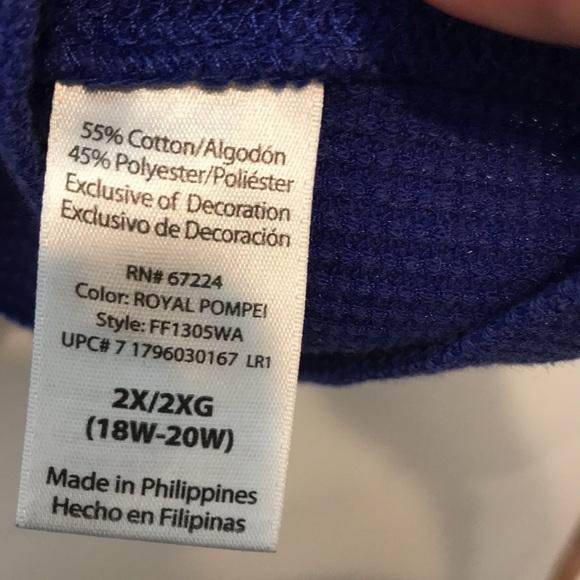 Faded Glory Blue White Top 2X 18W 20W PLUS SIZE - Picture 3 of 8